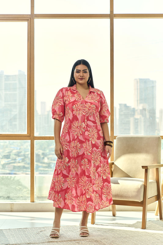 Trendy Pink Floral Cotton Maxi Dress – A Wardrobe Staple – plus size cotton linen