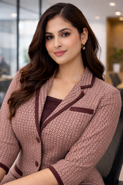 Collared Jacket Cotton Dress With Bustier Top (Set Of 2)