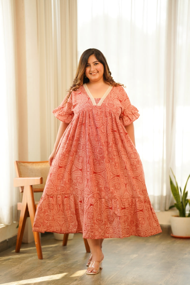 Red Paisley Maxi Dress