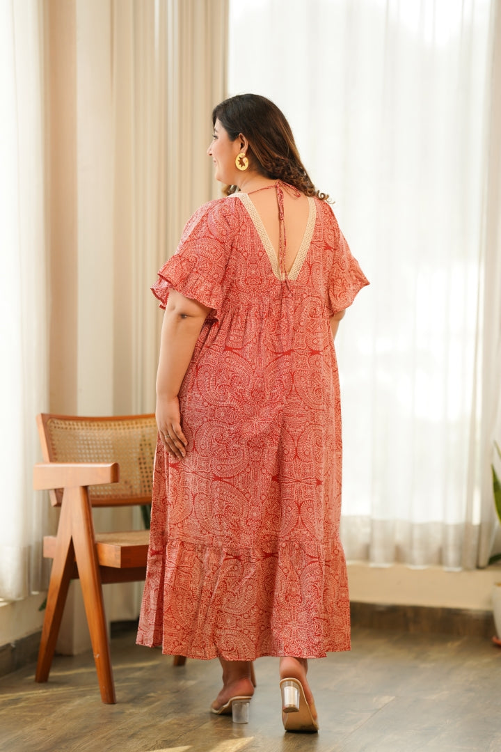 Red Paisley Maxi Dress