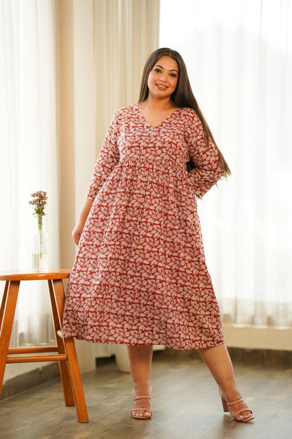 Red Leaf Printed Maxi-0