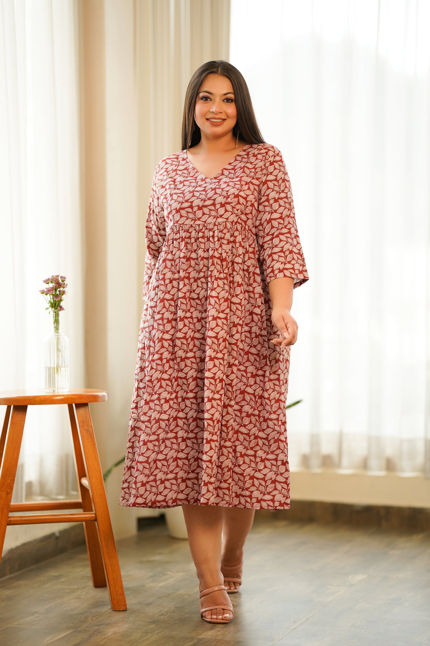 Red Leaf Printed Maxi-1