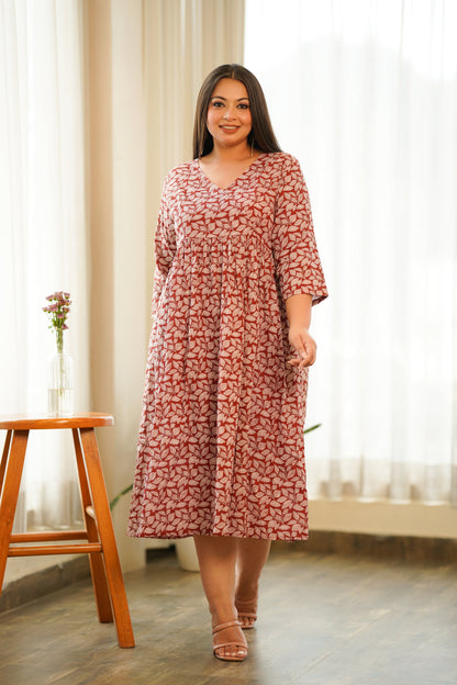 Red Leaf Printed Maxi-1