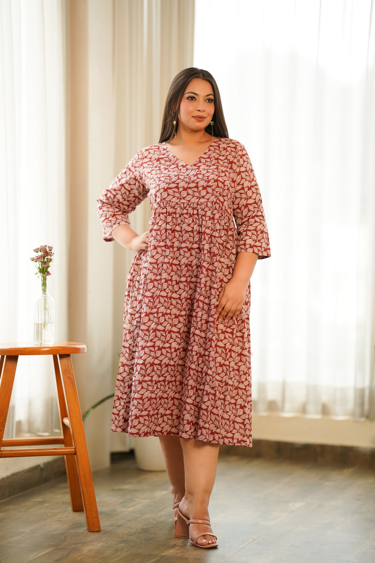 Red Leaf Printed Maxi-2