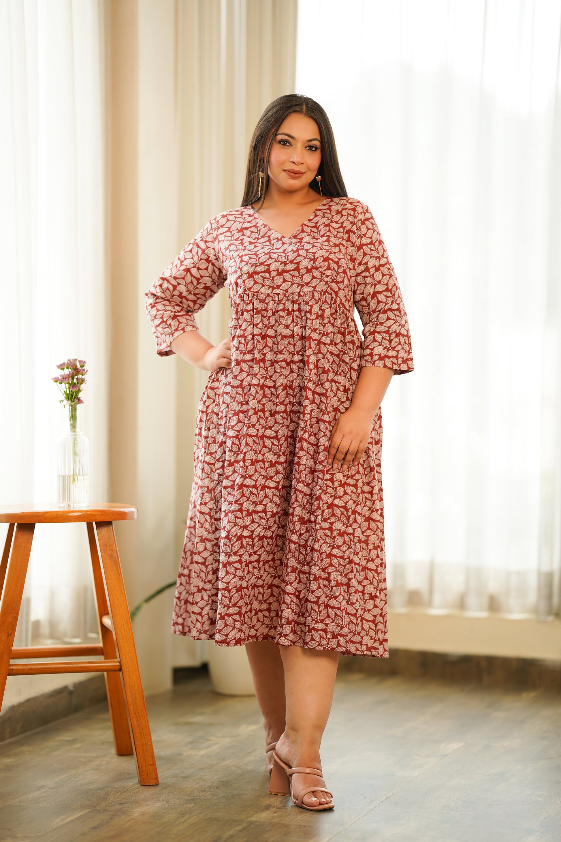 Red Leaf Printed Maxi-3