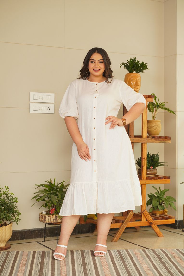 Snow White Tiered Linen Shirt Dress – plus size linen
