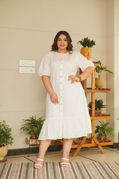 Snow White Tiered Linen Shirt Dress – plus size linen