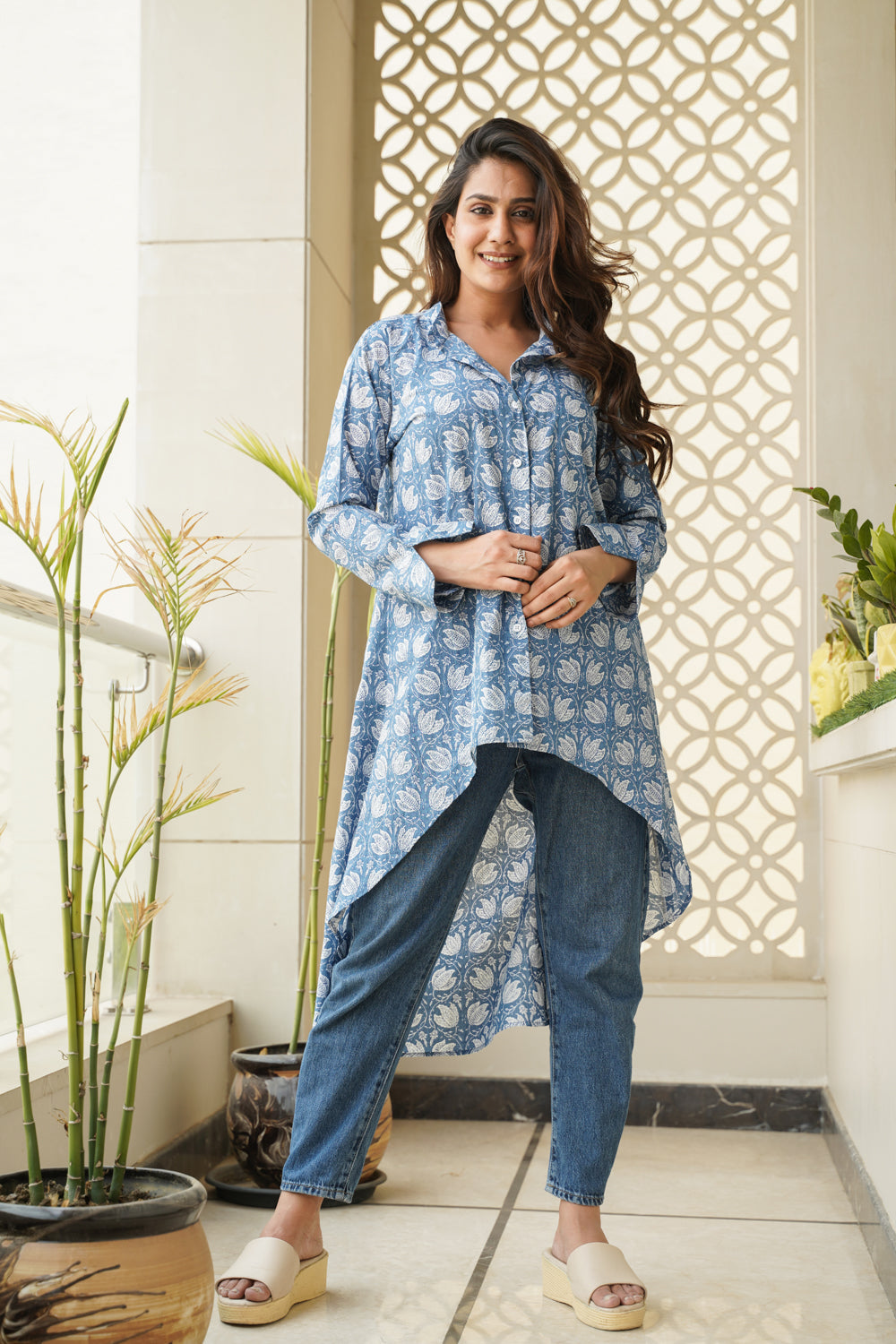 Blue Hilo Cotton Shirt