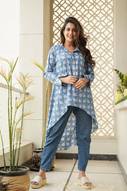 Blue Hilo Cotton Shirt