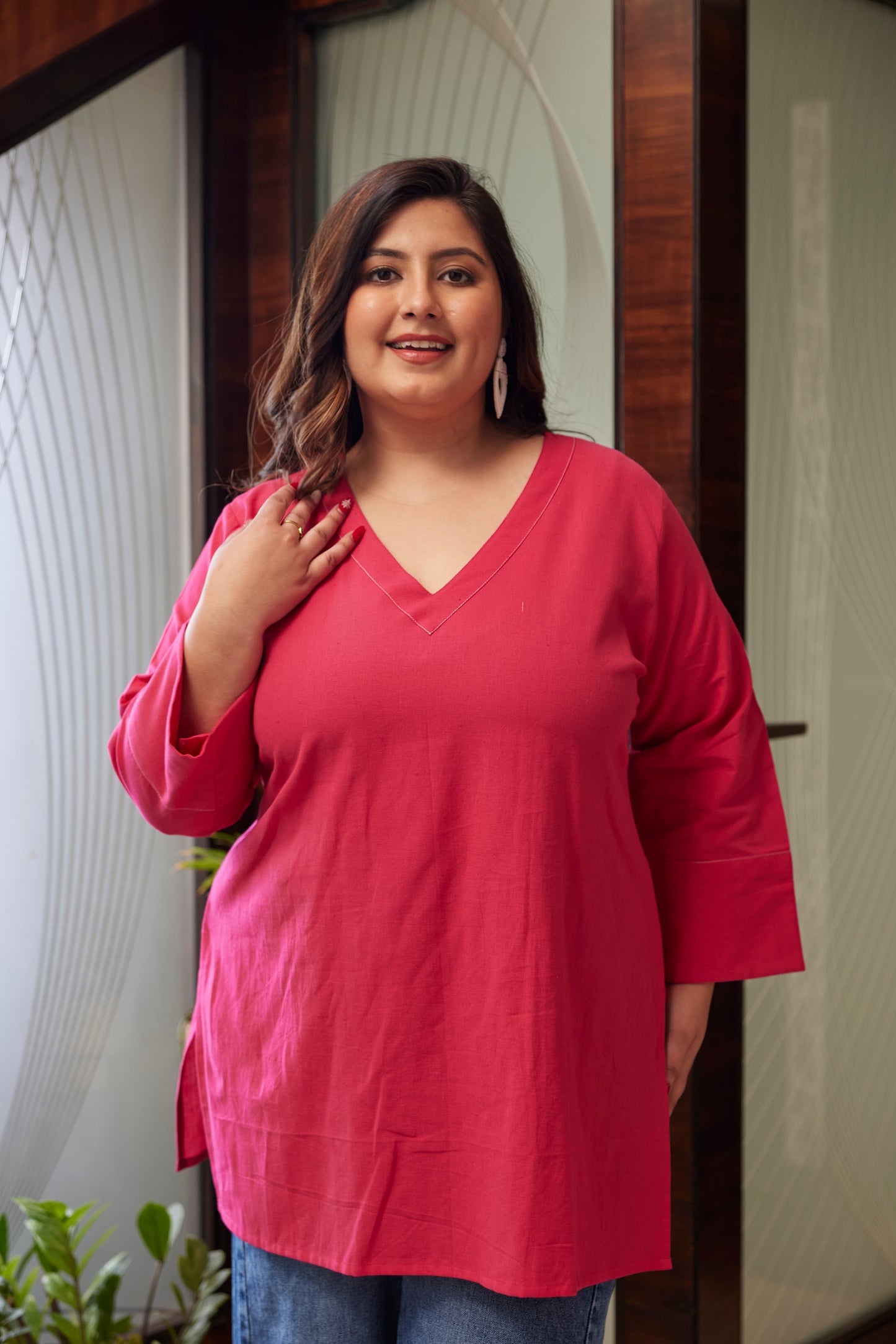 Pink Linen Short Top (Only Top)