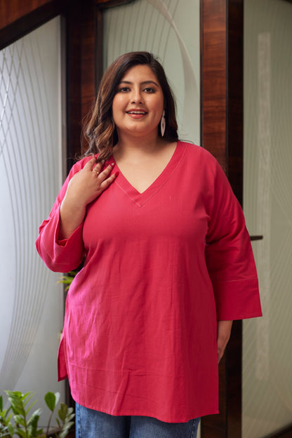 Pink Linen Short Top (Only Top)