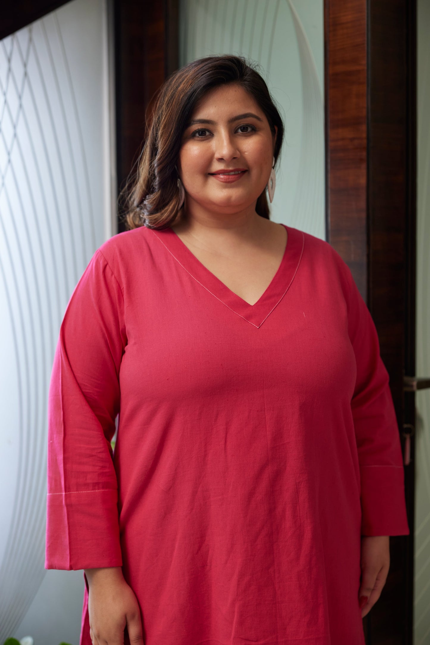 Pink Linen Short Top (Only Top)