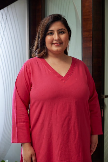 Pink Linen Short Top (Only Top)