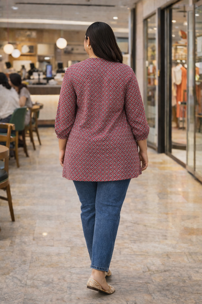 Traditional Booti Print Top with Modern Charm