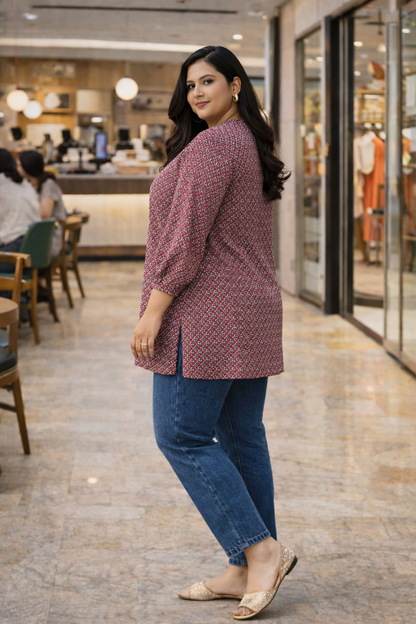 Traditional Booti Print Top with Modern Charm