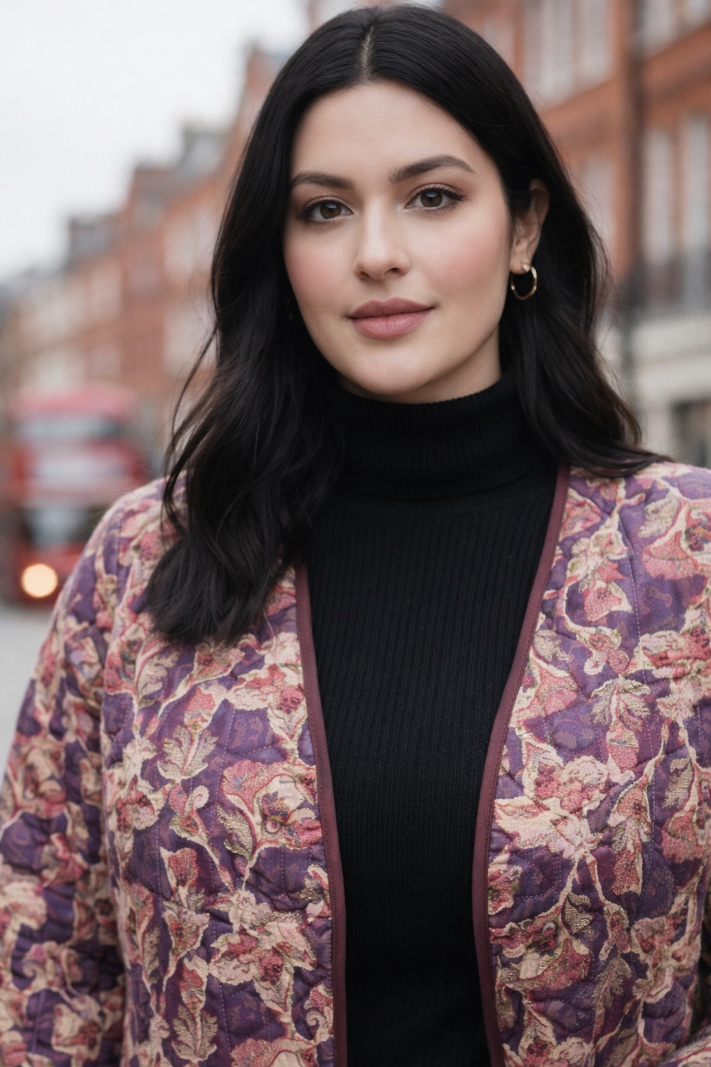 Floral Hand-Block Quilted Puffer Winter Longline Jacket – Plum Blossom